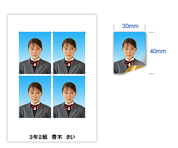 4分割の証明写真シール